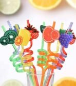 Reusable fruit shape spiral Drinking straw ( Assorted) Pack Of 4 - Image 2